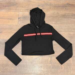 Love Cropped Hoodie Shirt Long Sleeve Stripe Skater Style, 90s Y2K ~ Sz XL